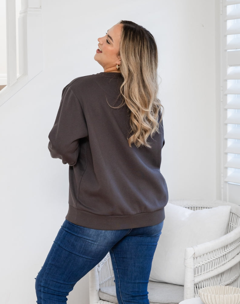 Star Sequin Sweat - Charcoal