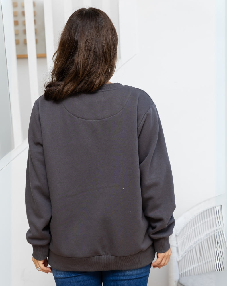 Star Sequin Sweat - Charcoal