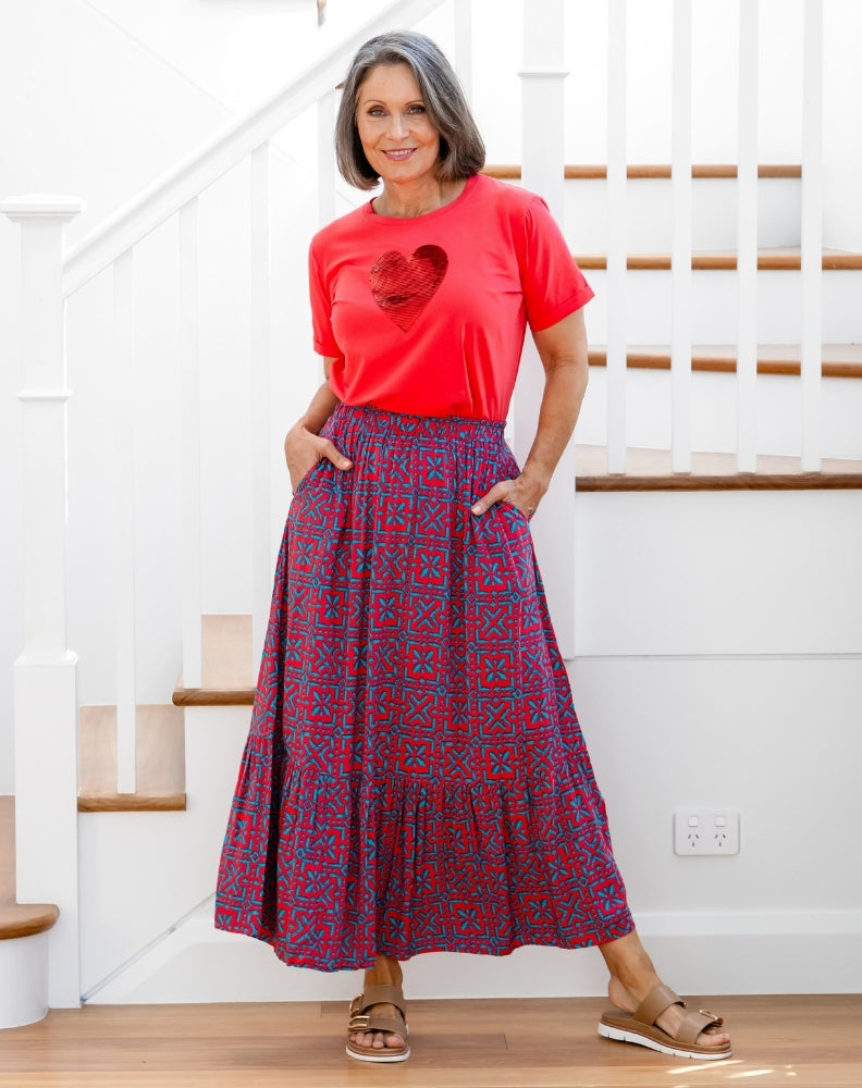 Heart Sequin Tee - Melon