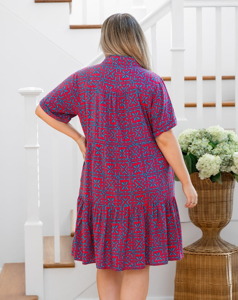 Sherry Shirt Dress - Melon Crush