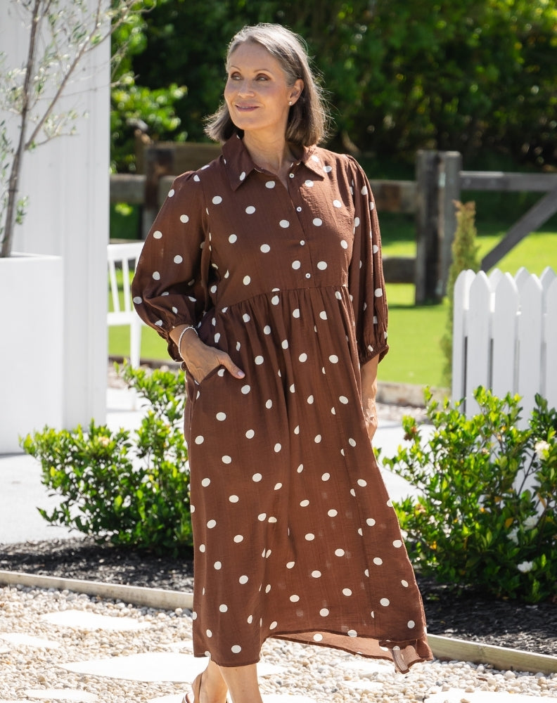 Elly Dress - Chocolate Spot