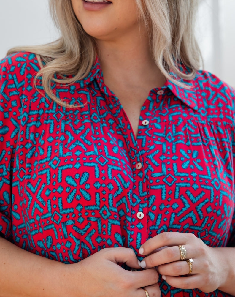 Sherry Shirt Dress - Melon Crush