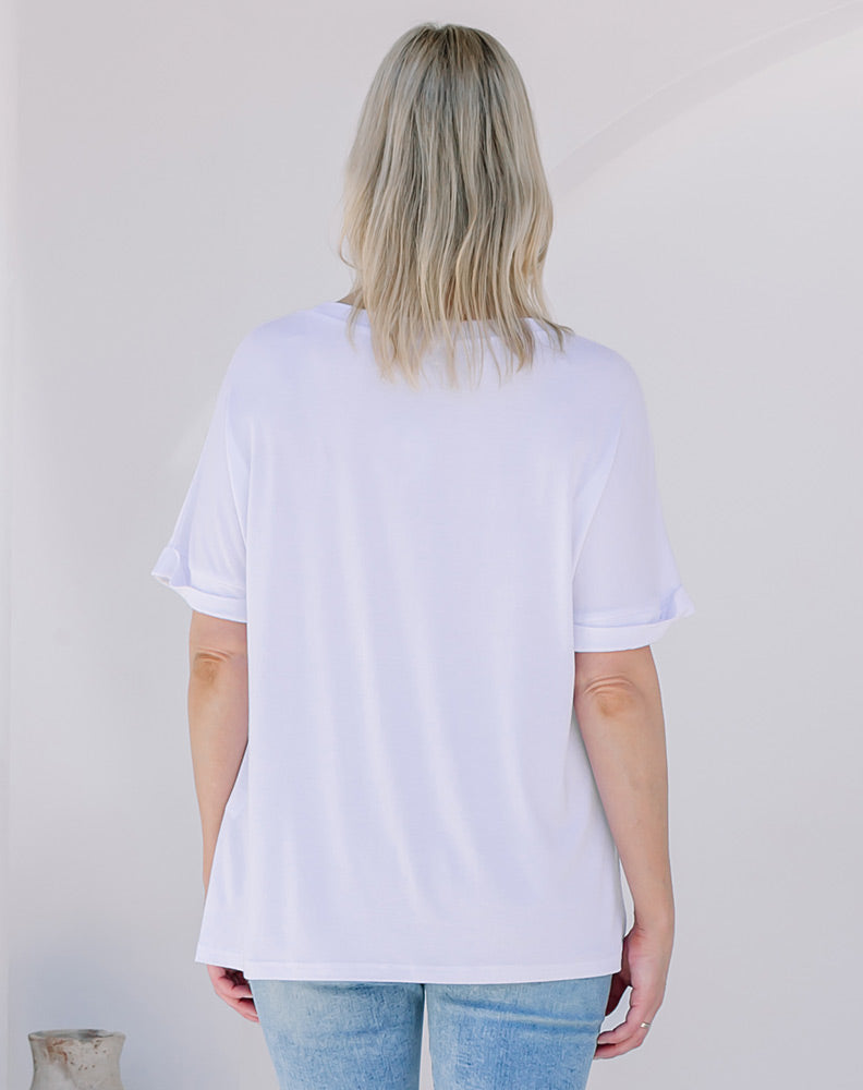 Roll Sleeve Tee -White