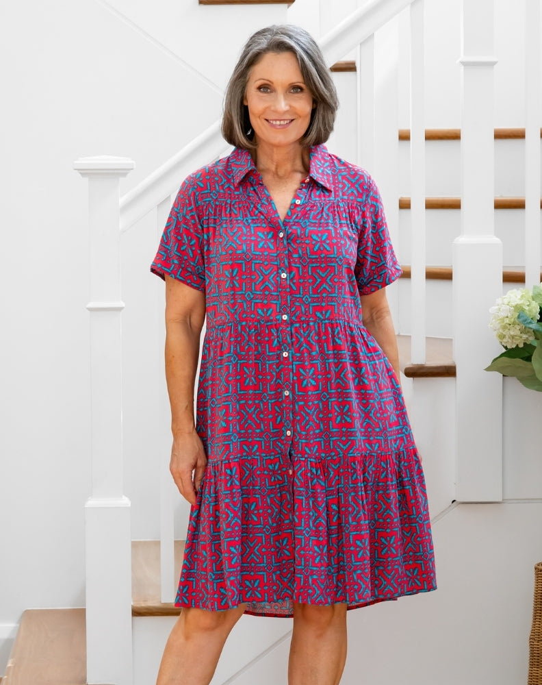 Sherry Shirt Dress - Melon Crush
