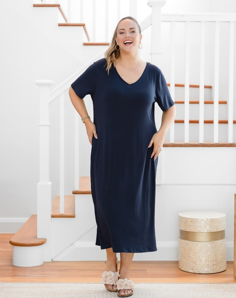 Harper Slip Dress - Navy