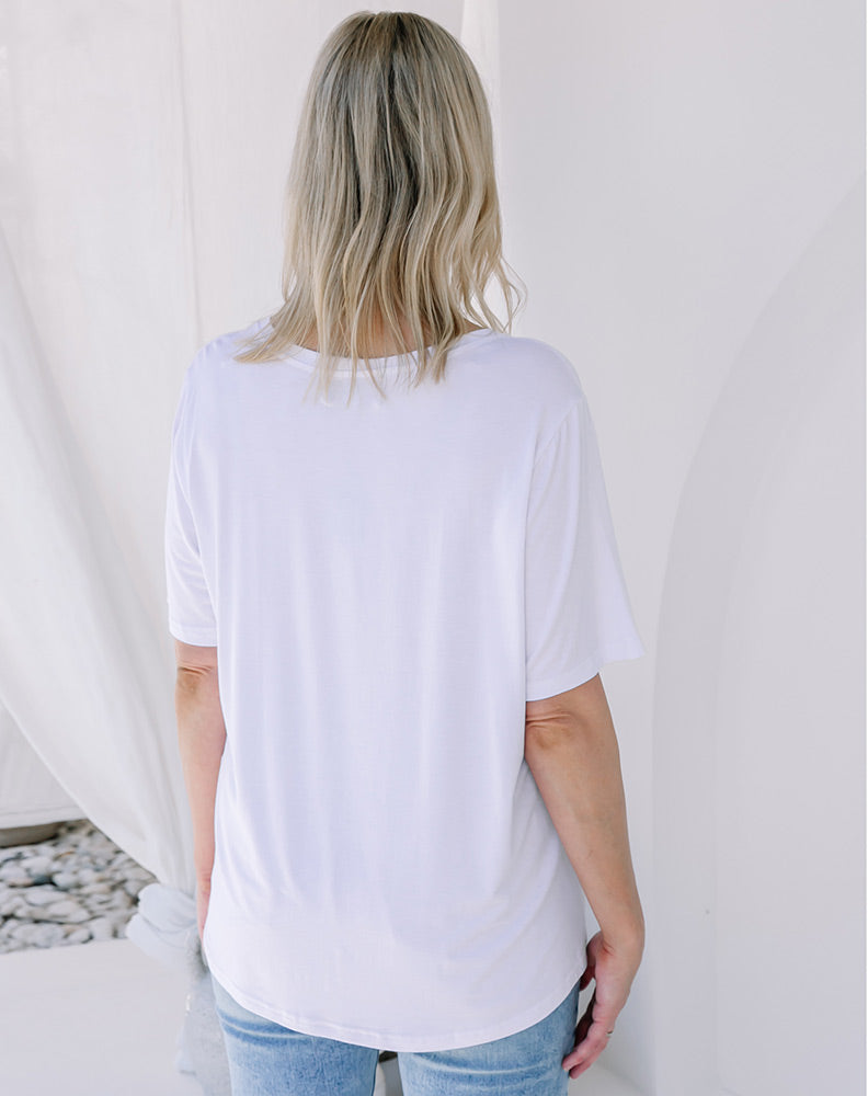 V Neck Tee - White