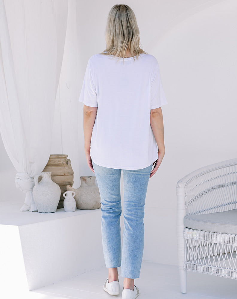 V Neck Tee - White