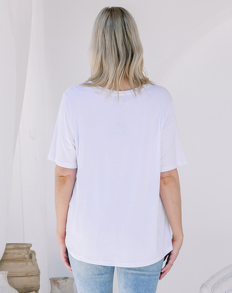V Neck Tee - White