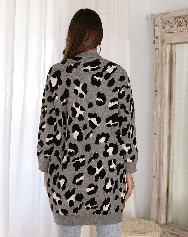 Leopard Cardi - Grey