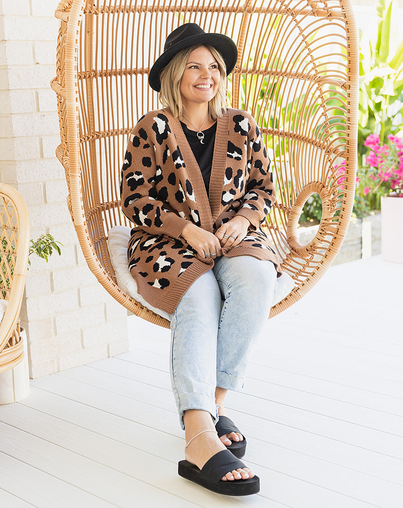 Leopard Cardi - Tan