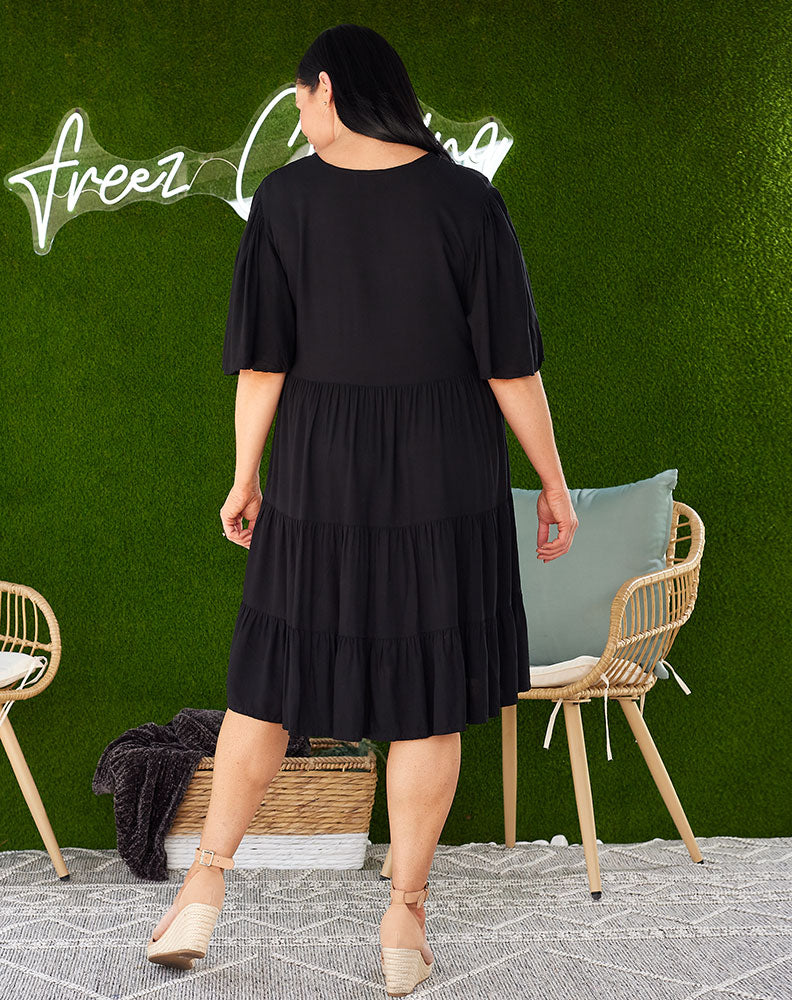 Tie Babydoll Dress -Black