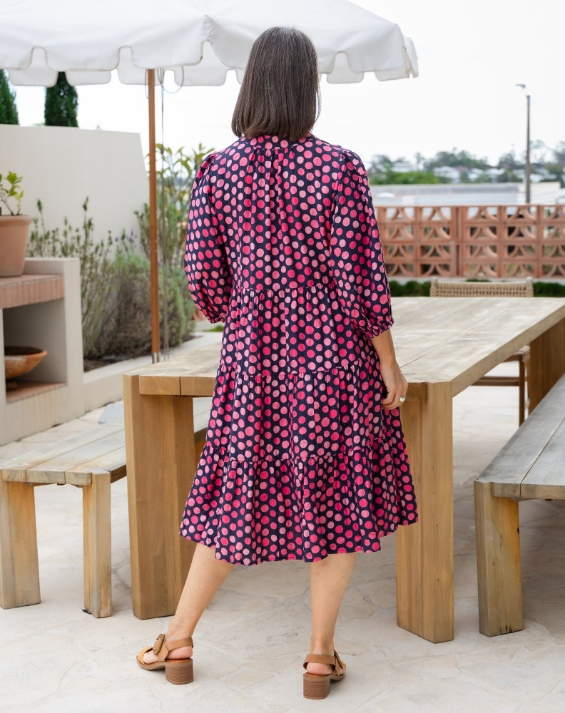 Violet Dress - Navy Spot