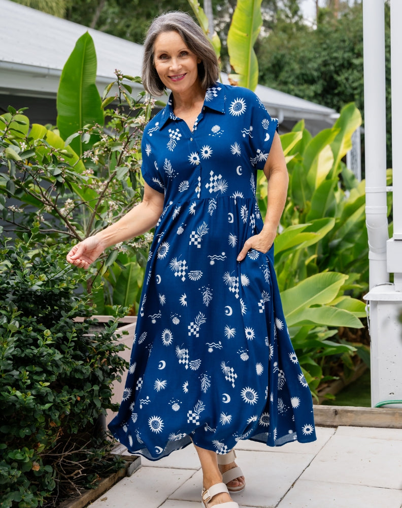 Elsie Dress - Blue Shells