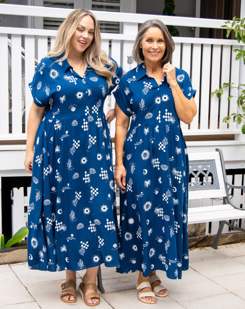 Elsie Dress - Blue Shells