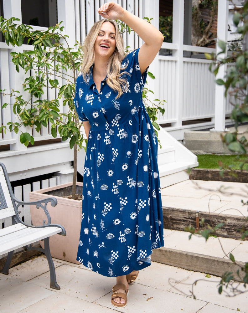 Elsie Dress - Blue Shells