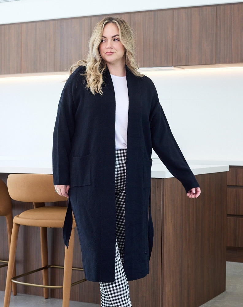 Cassie Coatigan With Belt - Black