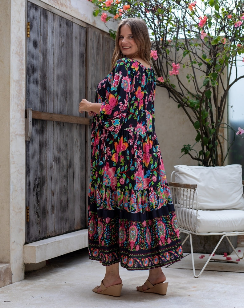 Jacinta Dress - Black Floral