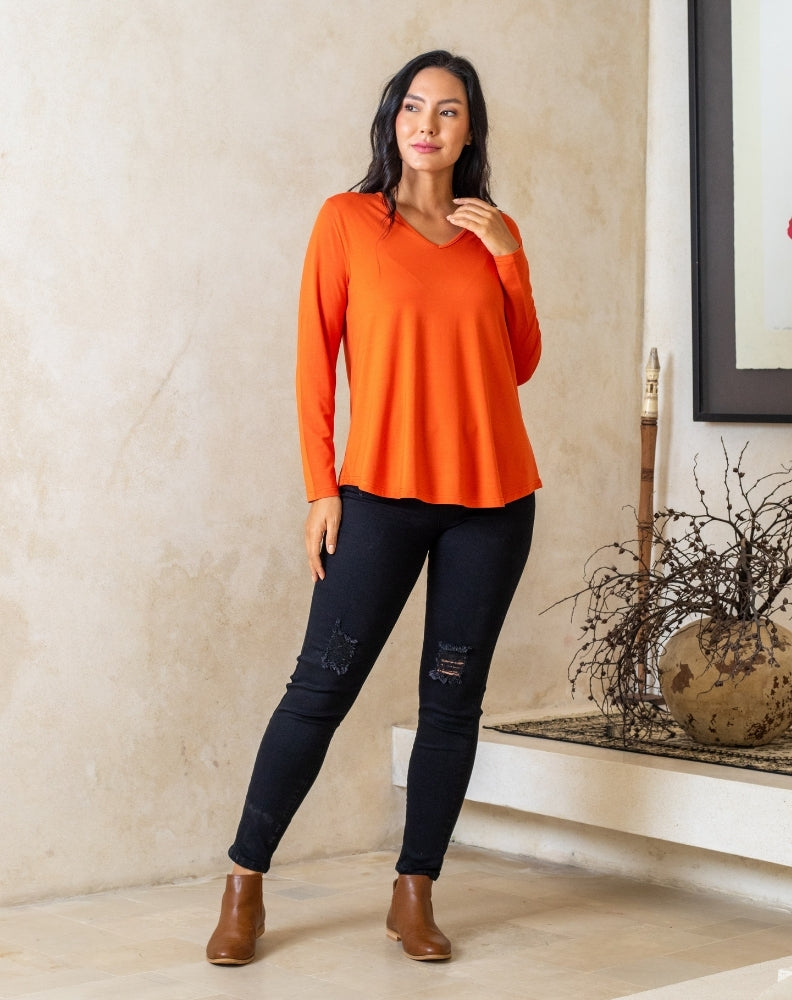 Laney V Neck Tee - Citrus
