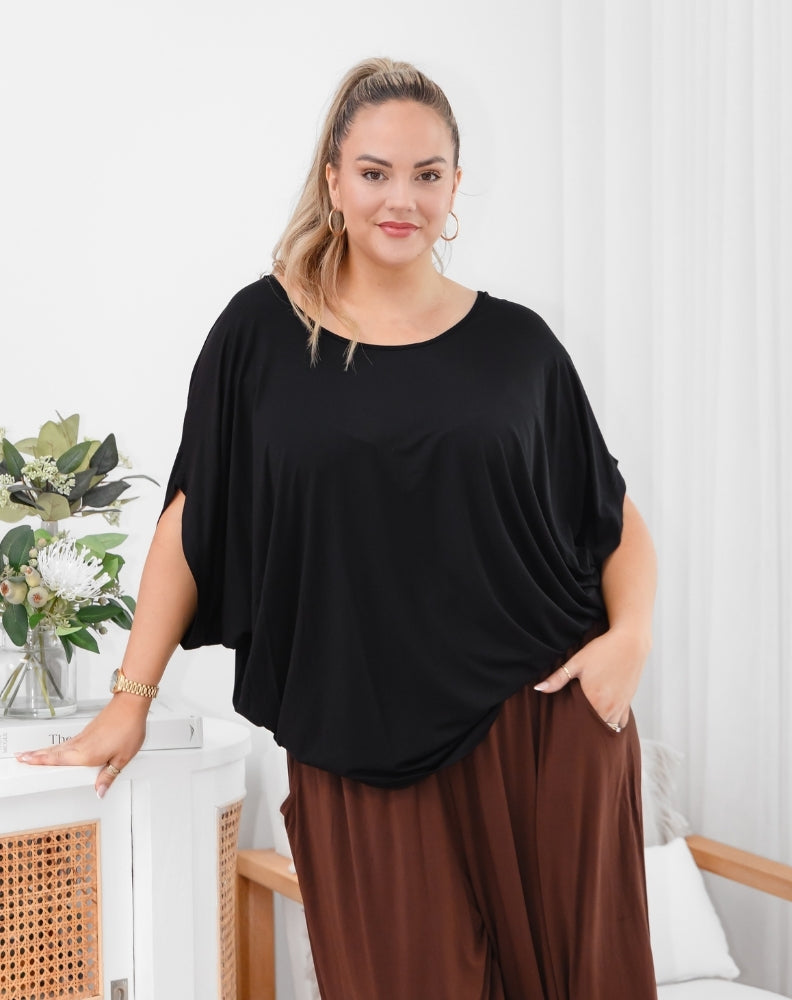 Bamboo Batwing Tee - Black