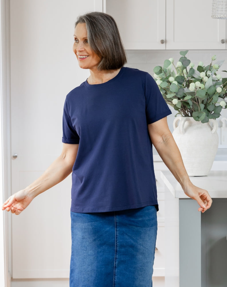 Cuff Tee - Navy