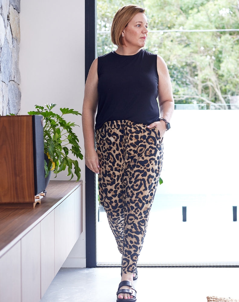 Slouch Pant -Brown Animal