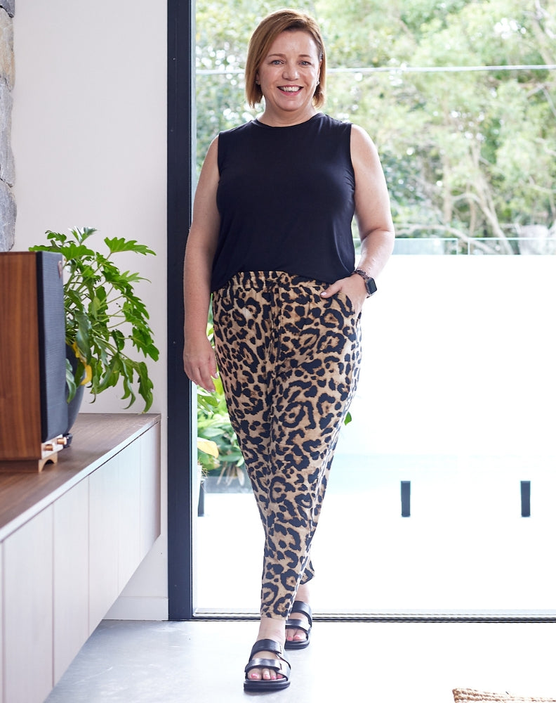 Slouch Pant -Brown Animal
