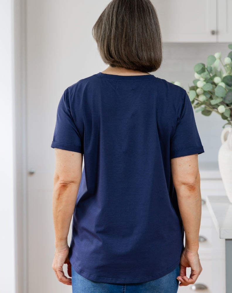 Cuff Tee - Navy