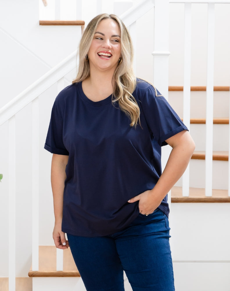 Cuff Tee - Navy