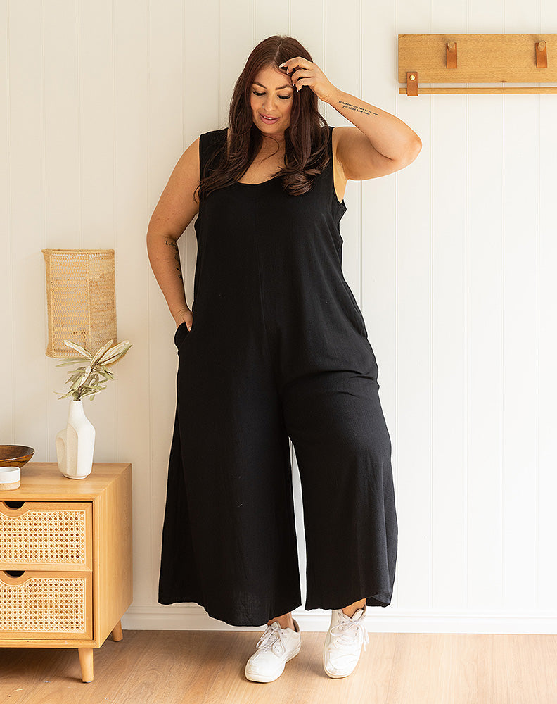 Sophia Jumpsuit With Zip - Black