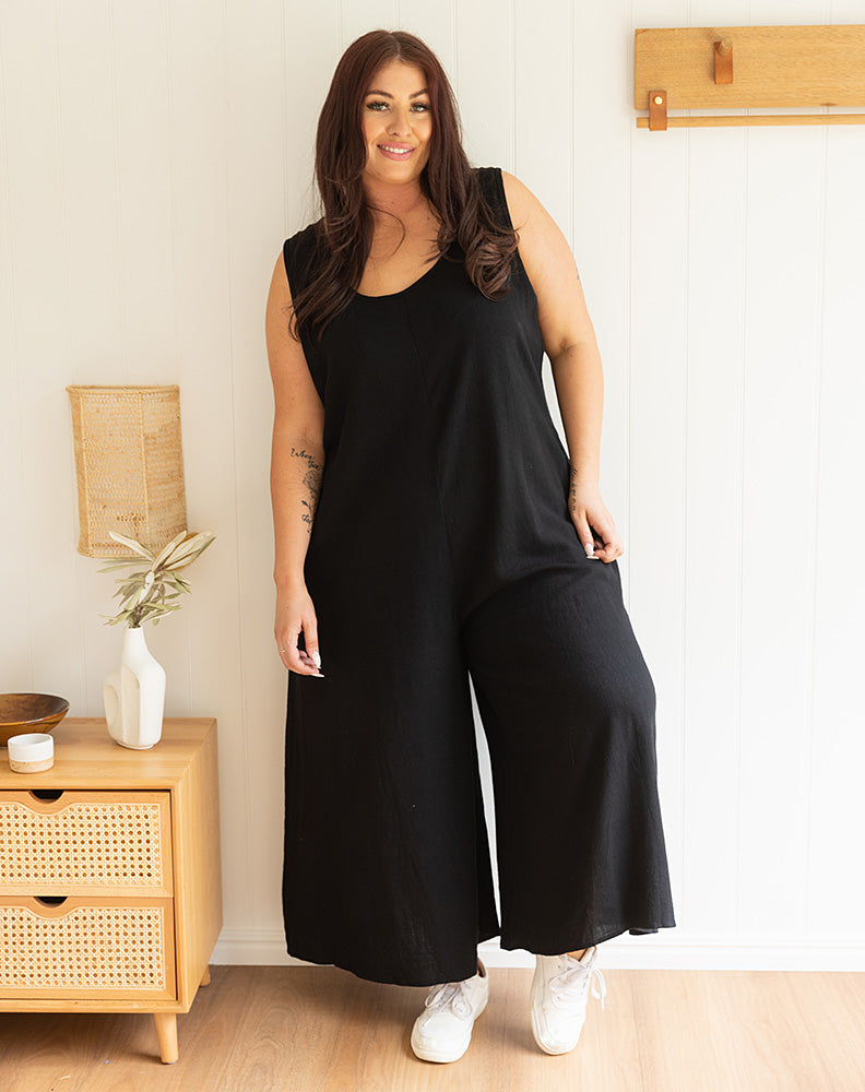 Sophia Jumpsuit With Zip - Black