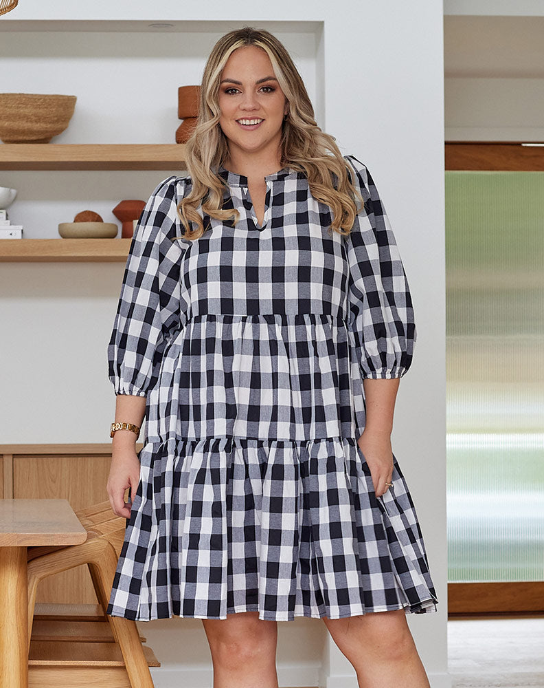 Ameera Dress - Black/White
