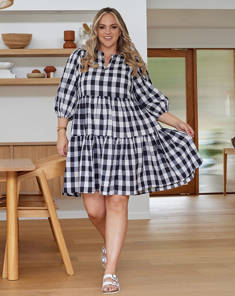 Ameera Dress - Black/White