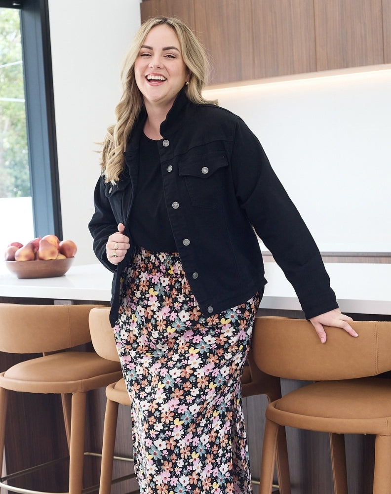 Frankie Stretch Denim Jacket Black