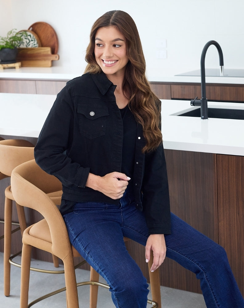 Frankie Stretch Denim Jacket Black