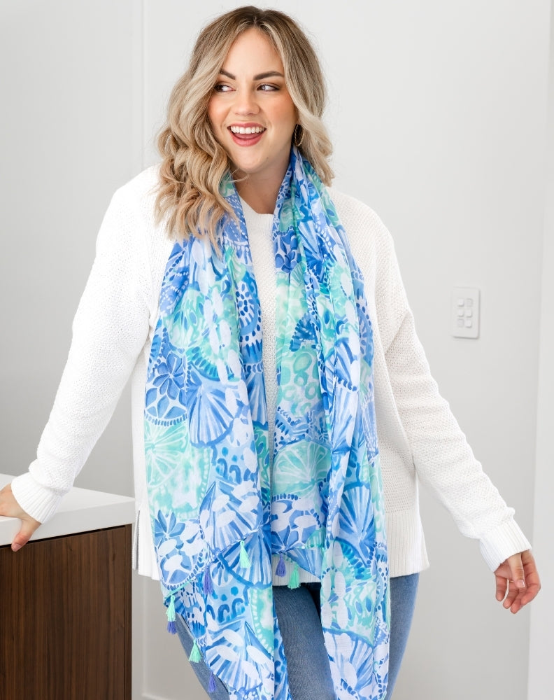 Summer Print Scarf - Blue Burst