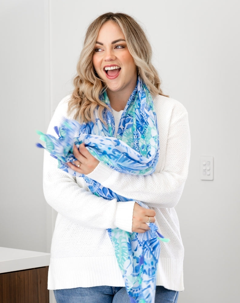 Summer Print Scarf - Blue Burst