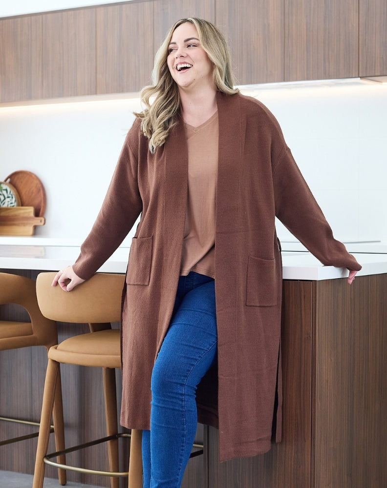 Cassie-Stretch-Coatigan-Tan-Open-Styled