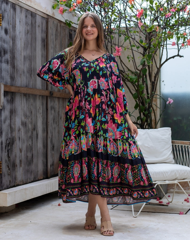 Jacinta Dress - Black Floral