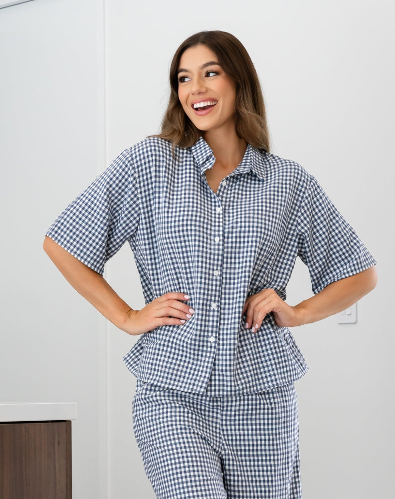 Lexie Shirt - Navy Gingham