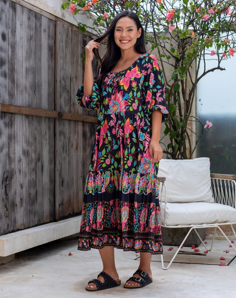 Jacinta Dress - Black Floral