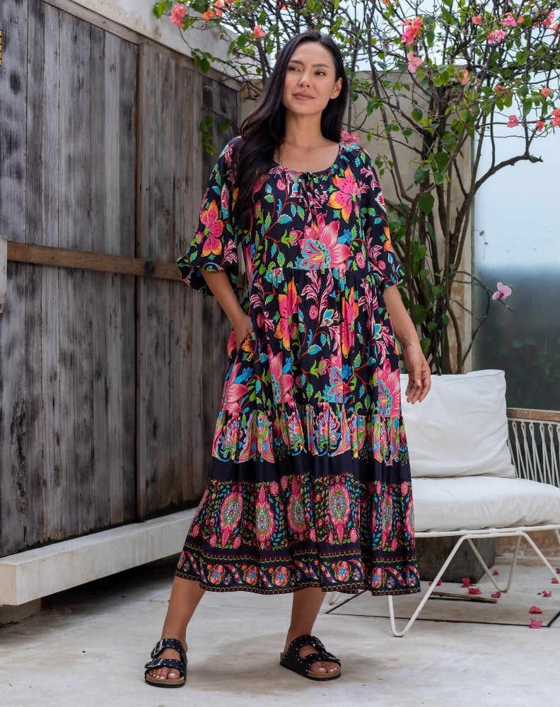 Jacinta Dress - Black Floral