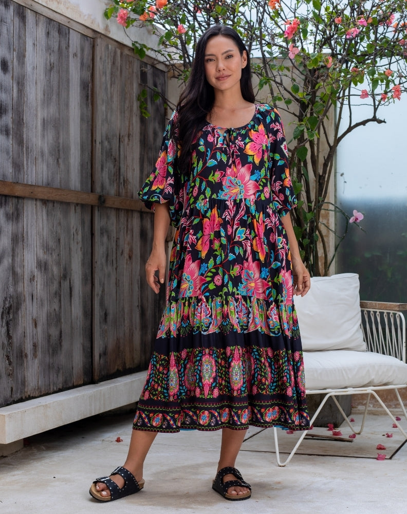 Jacinta Dress - Black Floral