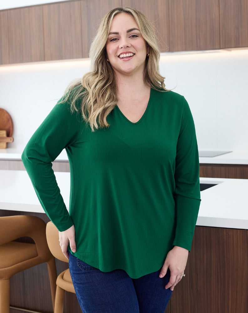 Laney-V-Neck-Tee-Forest-Front