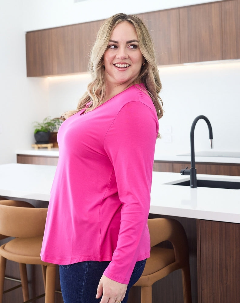 Laney-V-Neck-Tee-Pink-Side
