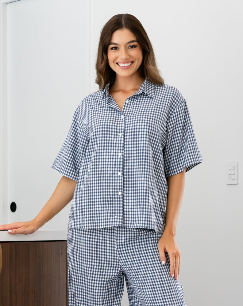 Lexie Shirt - Navy Gingham