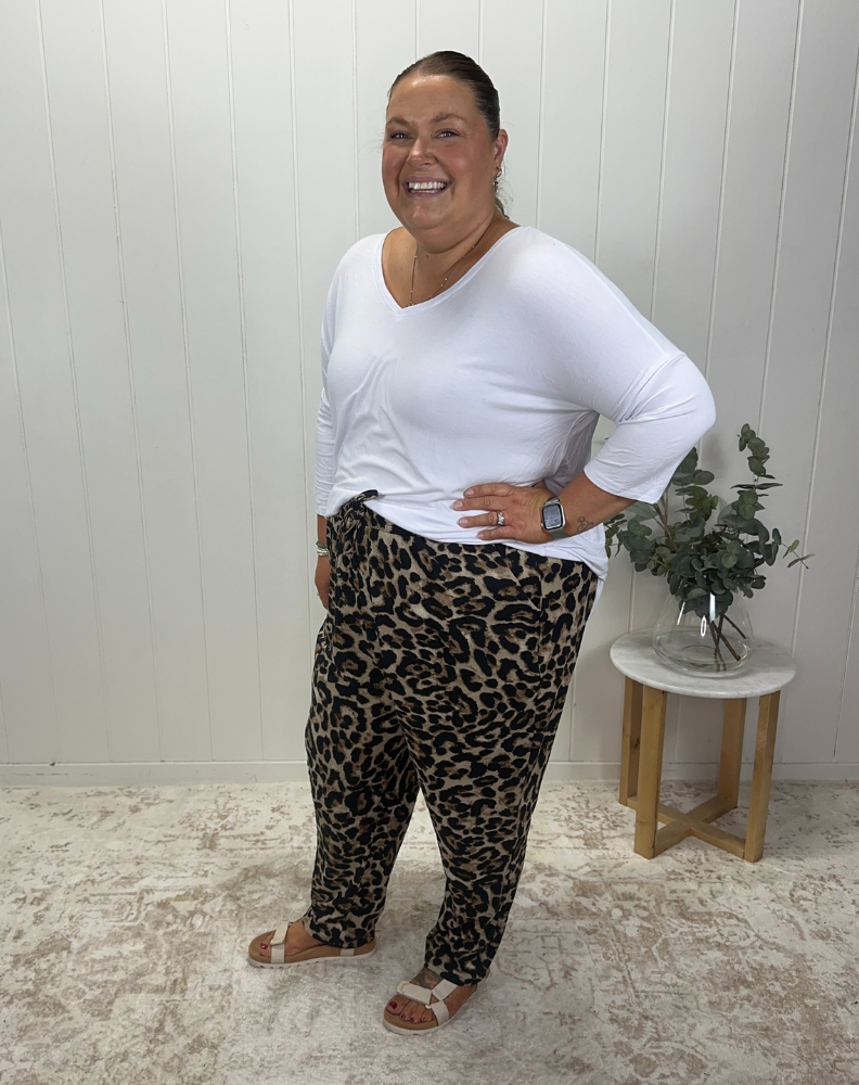 Slouch Pant -Brown Animal