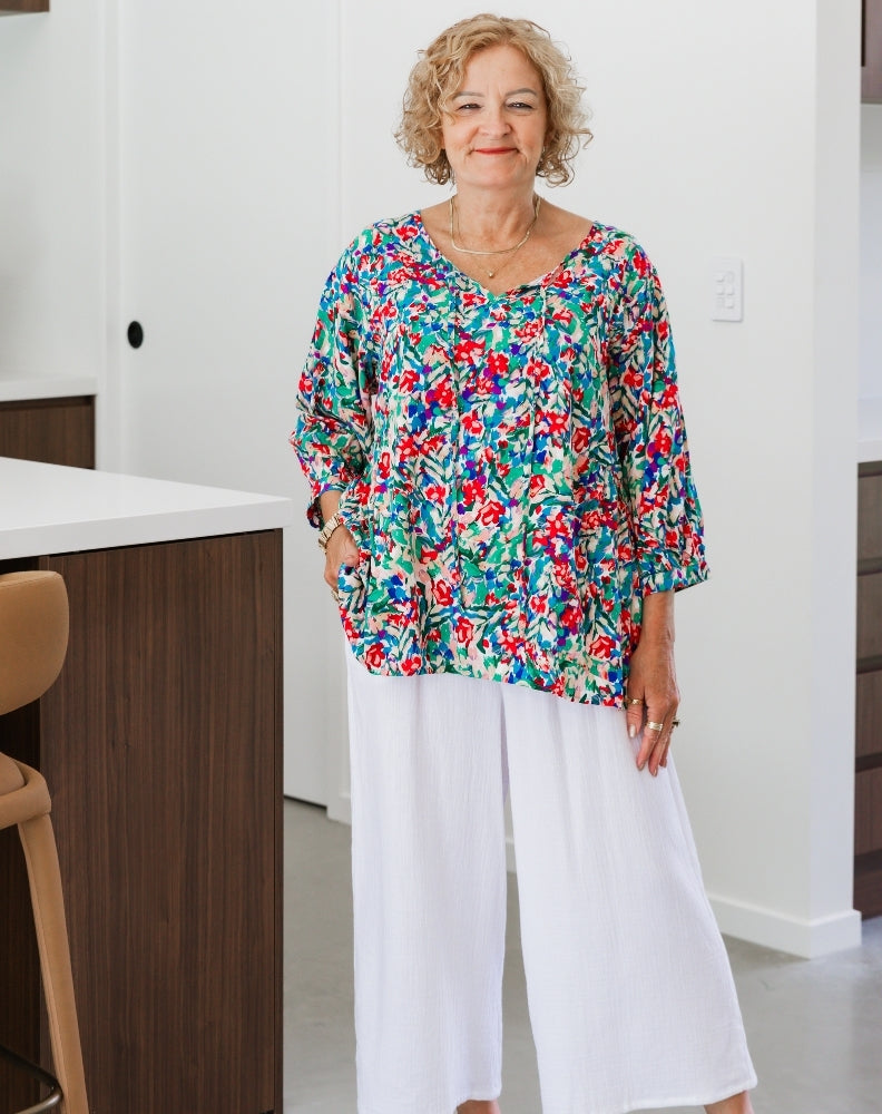 Noel Top - Multi Floral