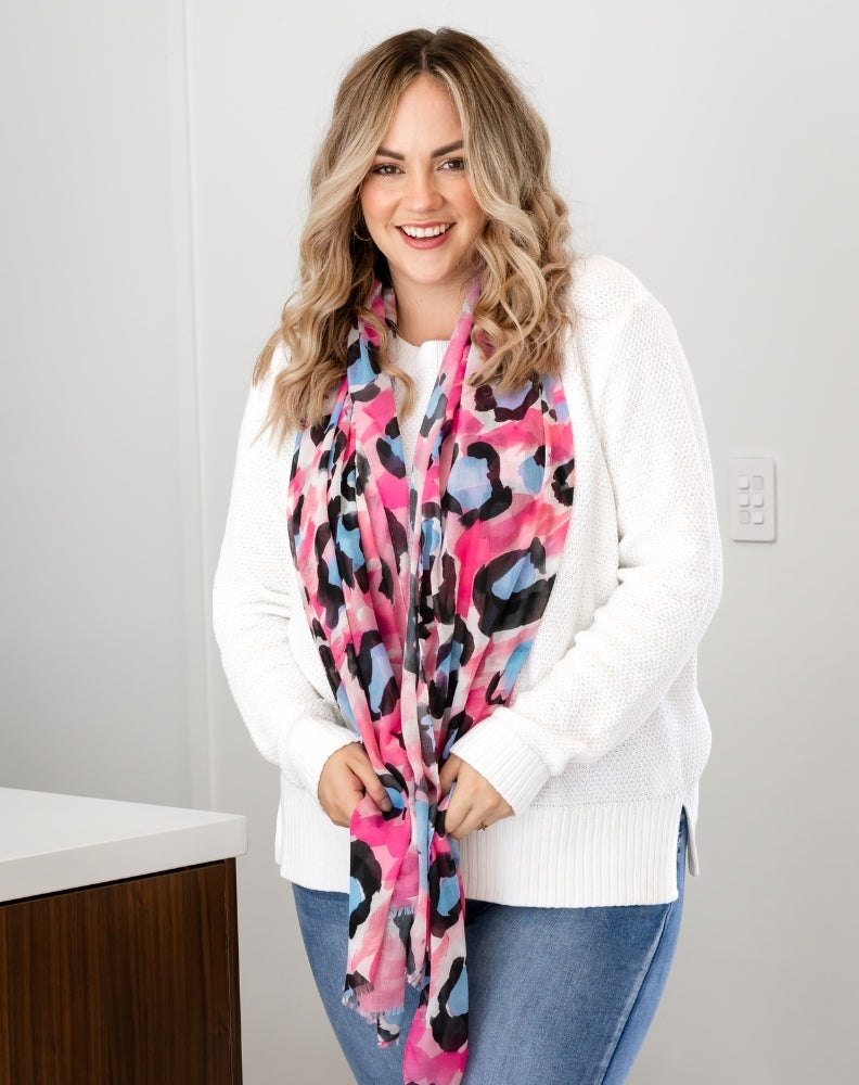Summer Print Scarf - Pink Leopard