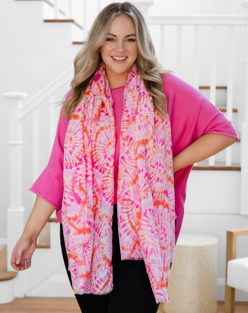Print Scarf - Peach Geo