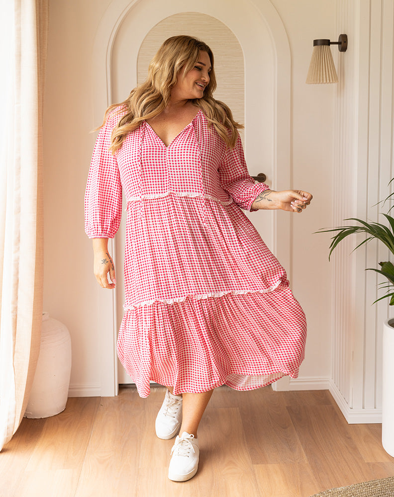 Lily Maxi - Pink Gingham